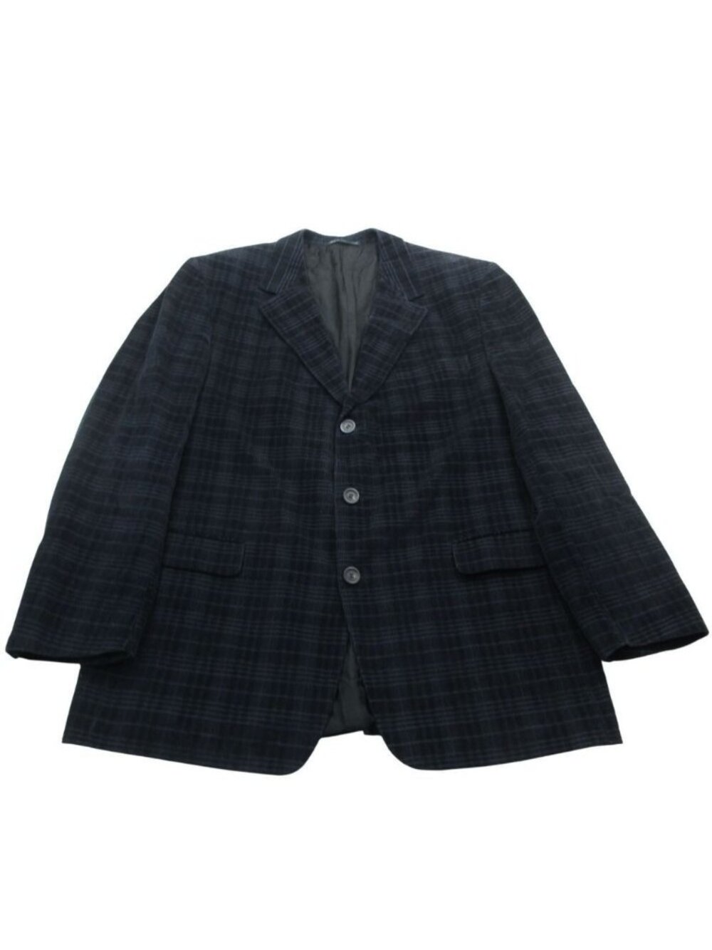 Versace Vintage Gianni Corduroy Tailored Jacket Blue Leather Back